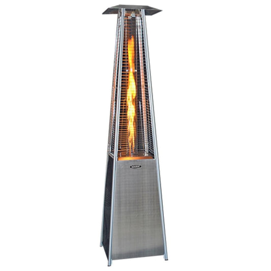 SUNHEAT PHSQSS 21" Stainless Steel Contemporary Square Pyramid Shape Propane Patio Heater With Variable Flame