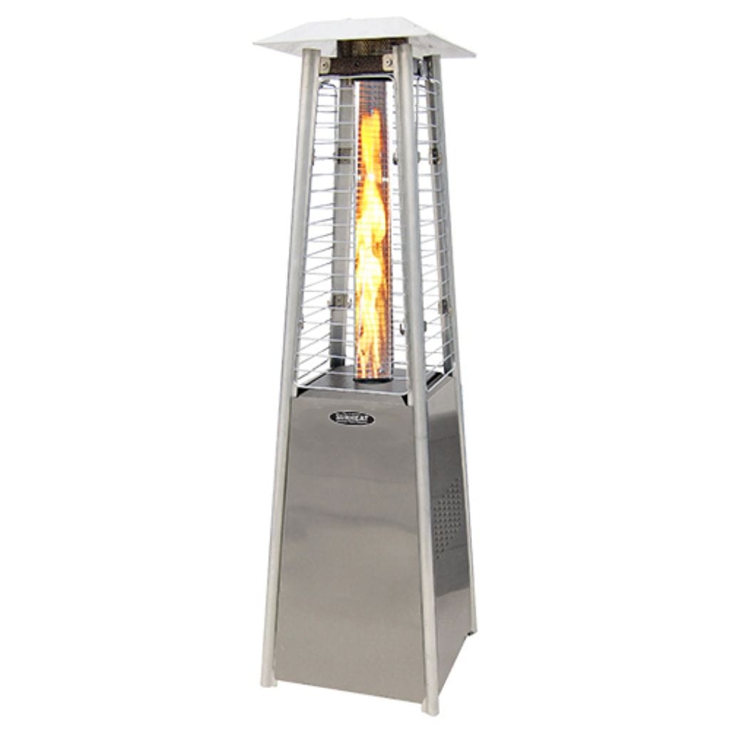 SUNHEAT PHSQSS-TT 10" Stainless Steel Contemporary Square Tabletop Propane Patio Heater With Variable Flame