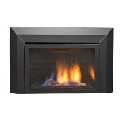 Sierra Flame by Amantii Abbot 30" Direct Vent Propane Gas Fireplace Insert With Black Porcelain Panels & Glass Media Rock Set