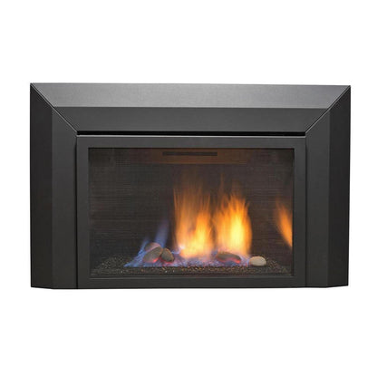 Sierra Flame by Amantii Abbot 30" Direct Vent Propane Gas Fireplace Insert With Black Porcelain Panels & Glass Media Rock Set