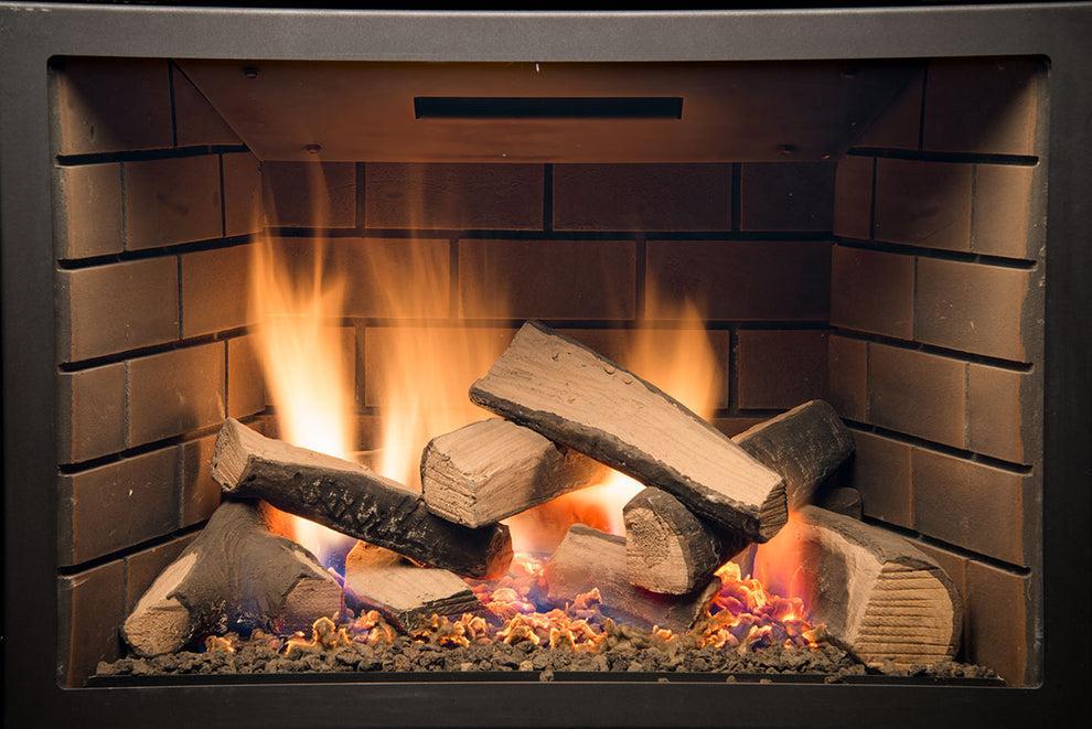 Sierra Flame by Amantii Abbot 30" Direct Vent Natural Gas Fireplace Insert With Ceramic Brick Panles & Log Set