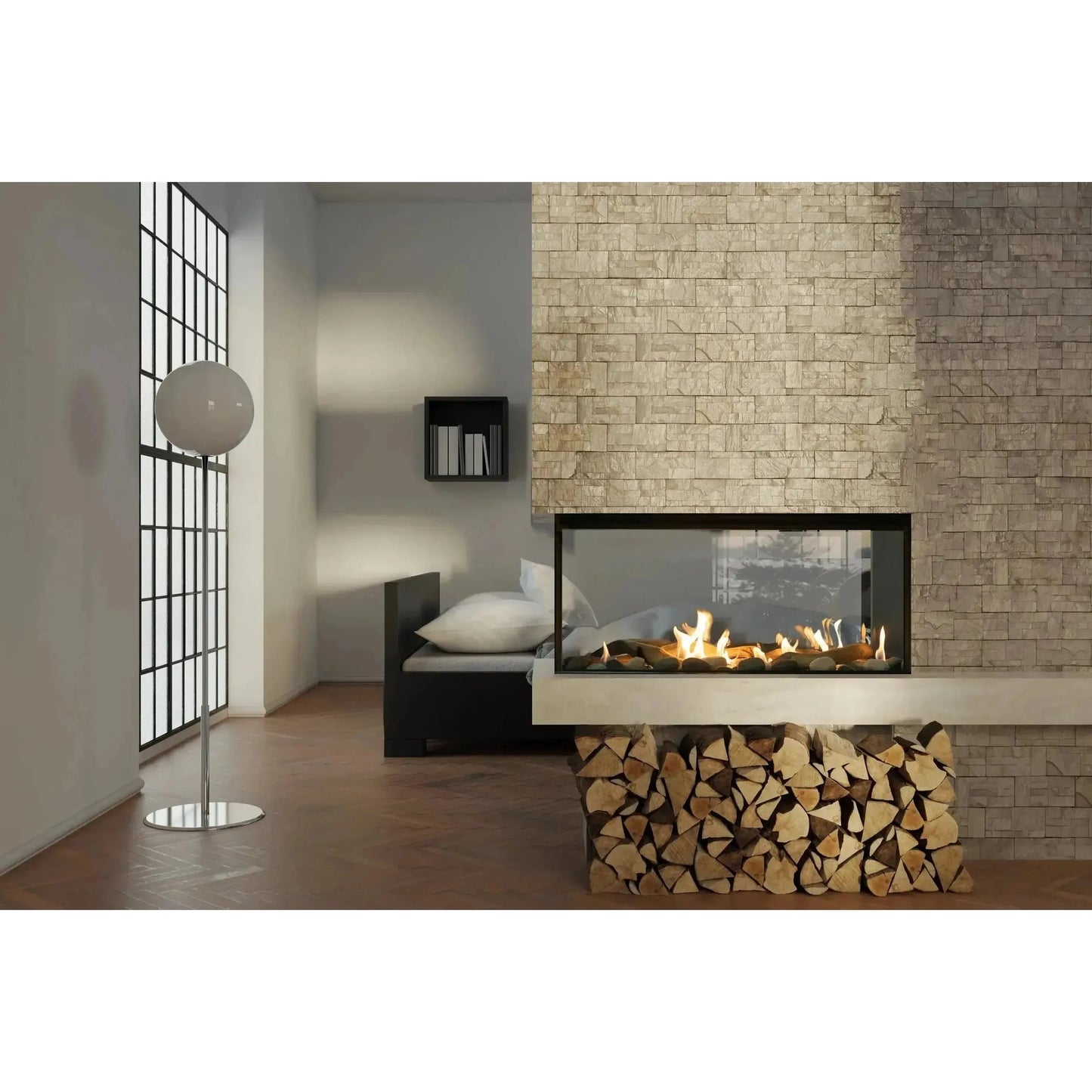 Sierra Flame by Amantii Lyon 48" 4-Sided See-Through Direct-Vent Natural Gas Fireplace