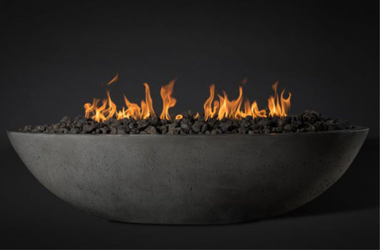 Slick Rock Concrete Oasis 60" Gray Oval Propane Gas Fire Bowl With Match Lit Ignition Burner