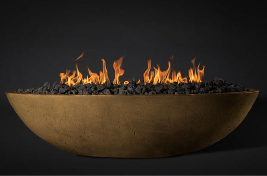 Slick Rock Concrete Oasis 60" Umber Oval Natural Gas Fire Bowl With Electronic Ignition Burner