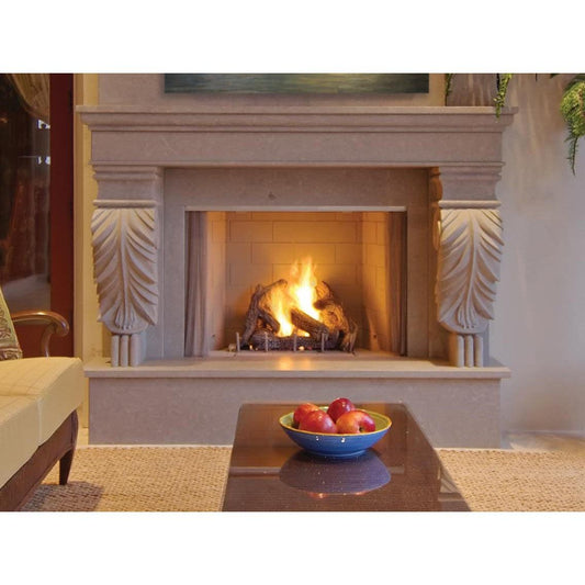 Superior VRE4342 42" Traditional Outdoor Vent-Free Propane Gas Fireplace With Electronic Ignition and White Stacked Refractory Panels