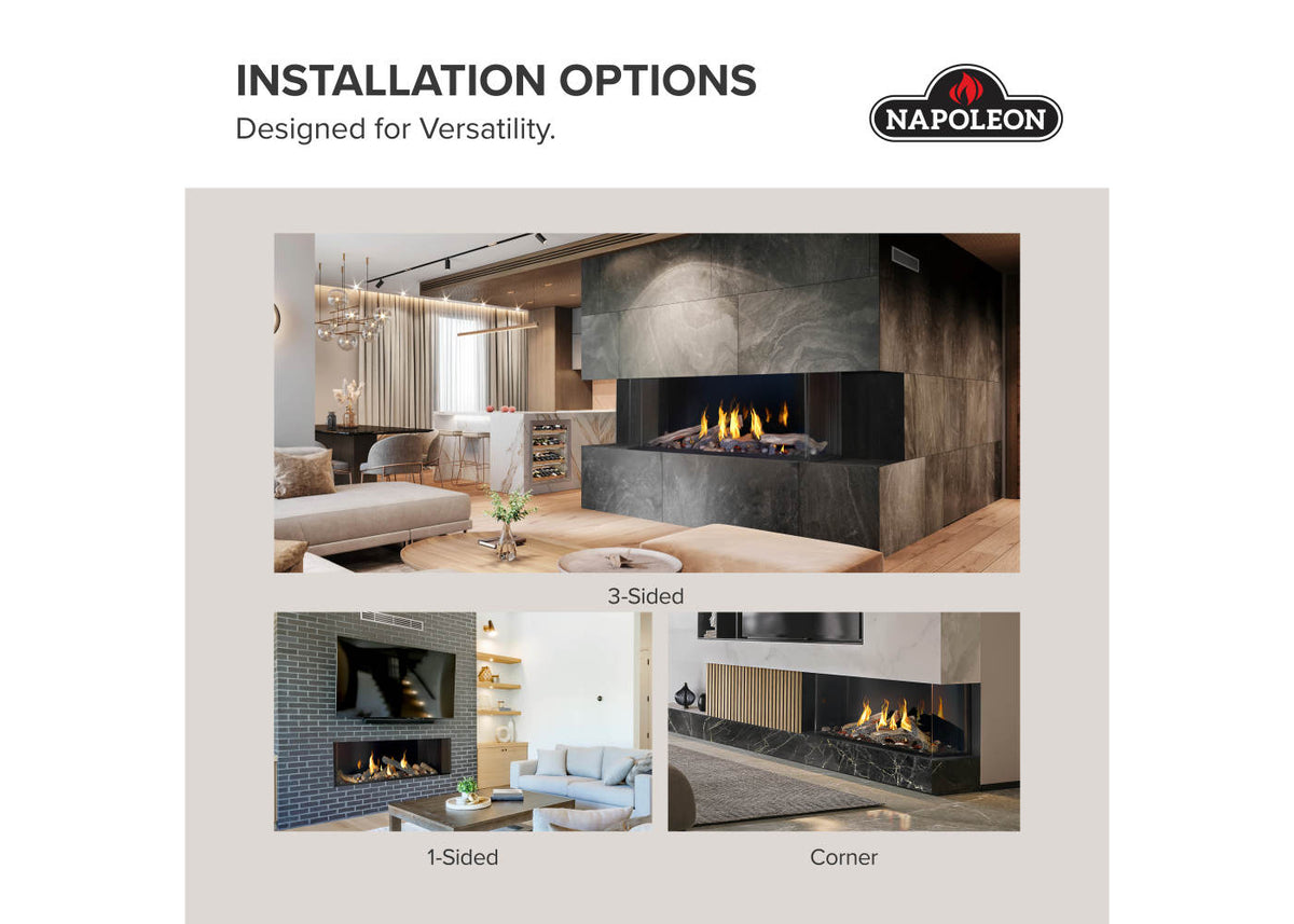 Napoleon Tall Bay Luxuria 62 3-Sided Linear Direct Vent Natural Gas Fireplace