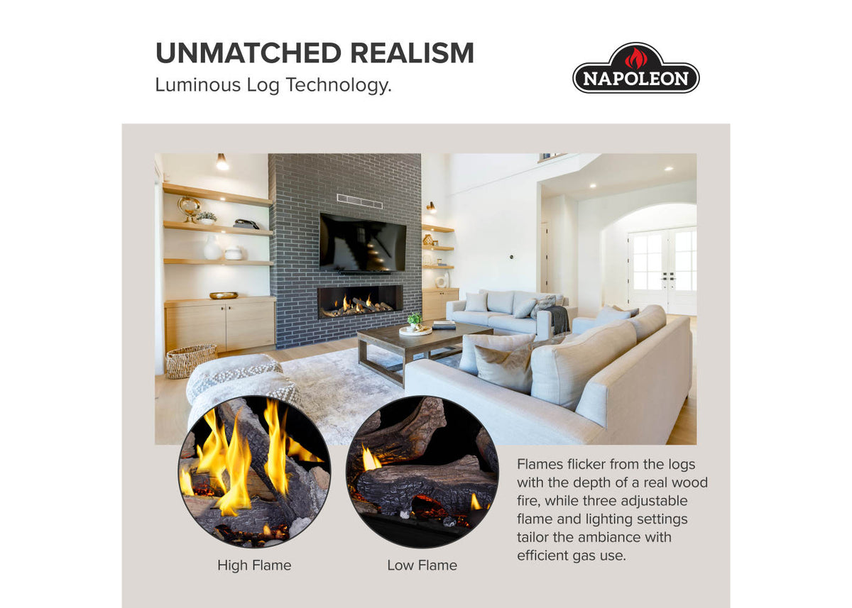 Napoleon Tall Bay Luxuria 50 3-Sided Linear Direct Vent Natural Gas Fireplace
