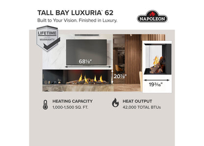 Napoleon Tall Bay Luxuria 50 3-Sided Linear Direct Vent Natural Gas Fireplace