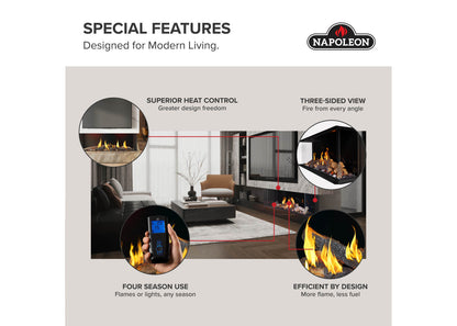 Napoleon Tall Bay Luxuria 50 3-Sided Linear Direct Vent Natural Gas Fireplace