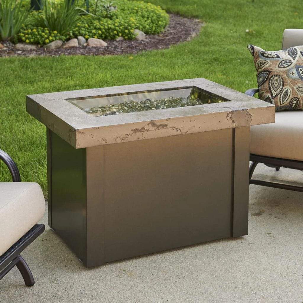 The Outdoor GreatRoom Company 12" x 24" Providence Rectangular Supercast Fire Table