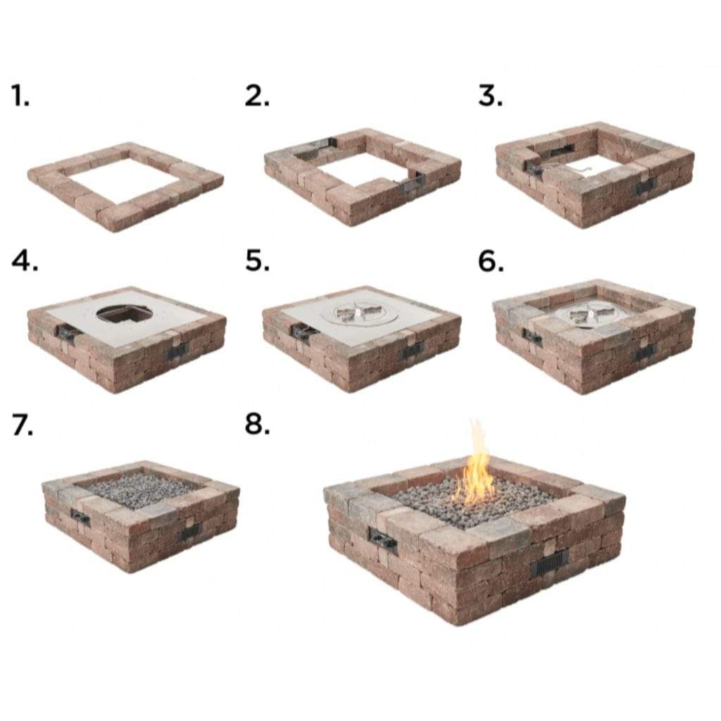 The Outdoor GreatRoom Company 51" Square Bronson Block Gas Fire Pit Kit