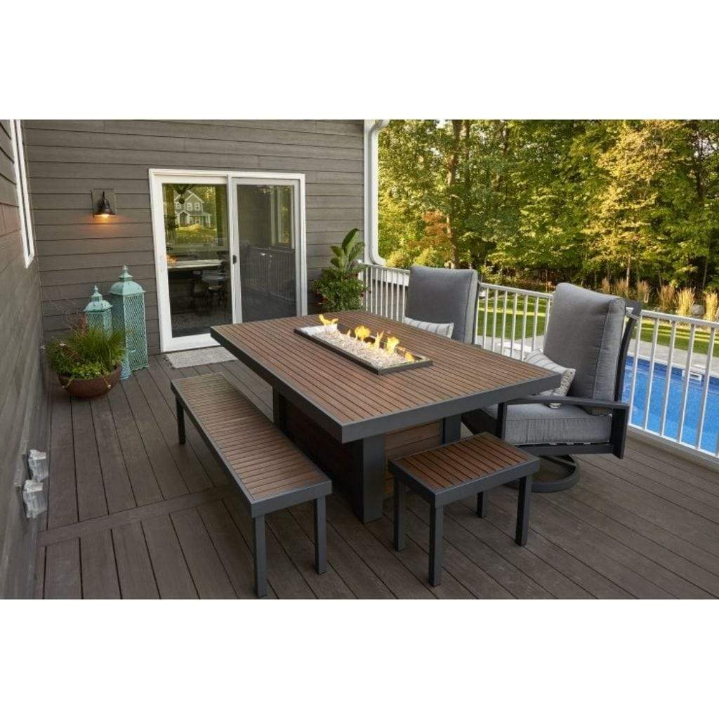 The Outdoor GreatRoom Company 81" Kenwood Linear Dining Height Gas Fire Pit Table