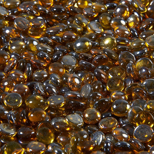 The Outdoor GreatRoom Company Amber Reflective Tempered Fire Glass Gems - 25 lb kit