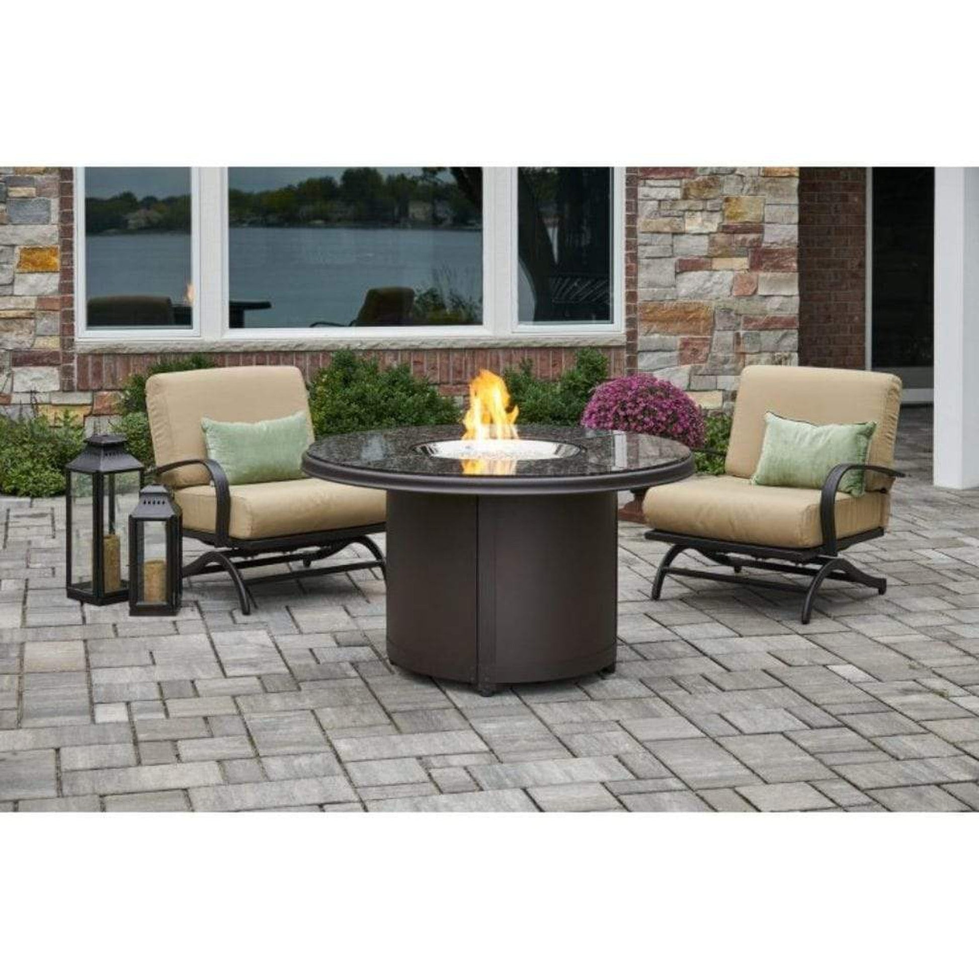 The Outdoor GreatRoom Company Beacon 48" Marbleized Noche Round Gas Fire Pit Table