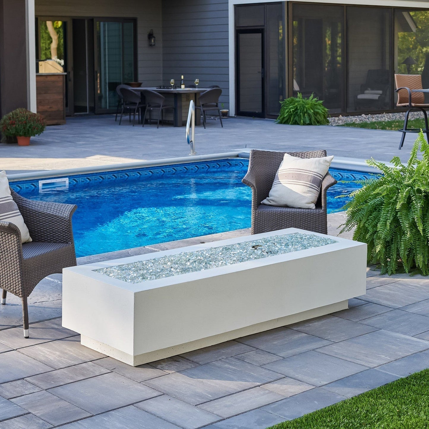 The Outdoor GreatRoom Company Cove 72" White Linear Gas Fire Table