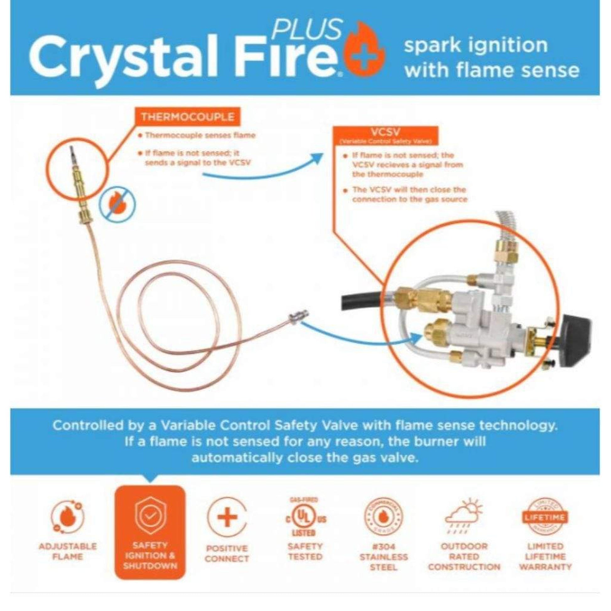 The Outdoor GreatRoom Company Crystal Fire 12" x 24" Linear Gas Burner