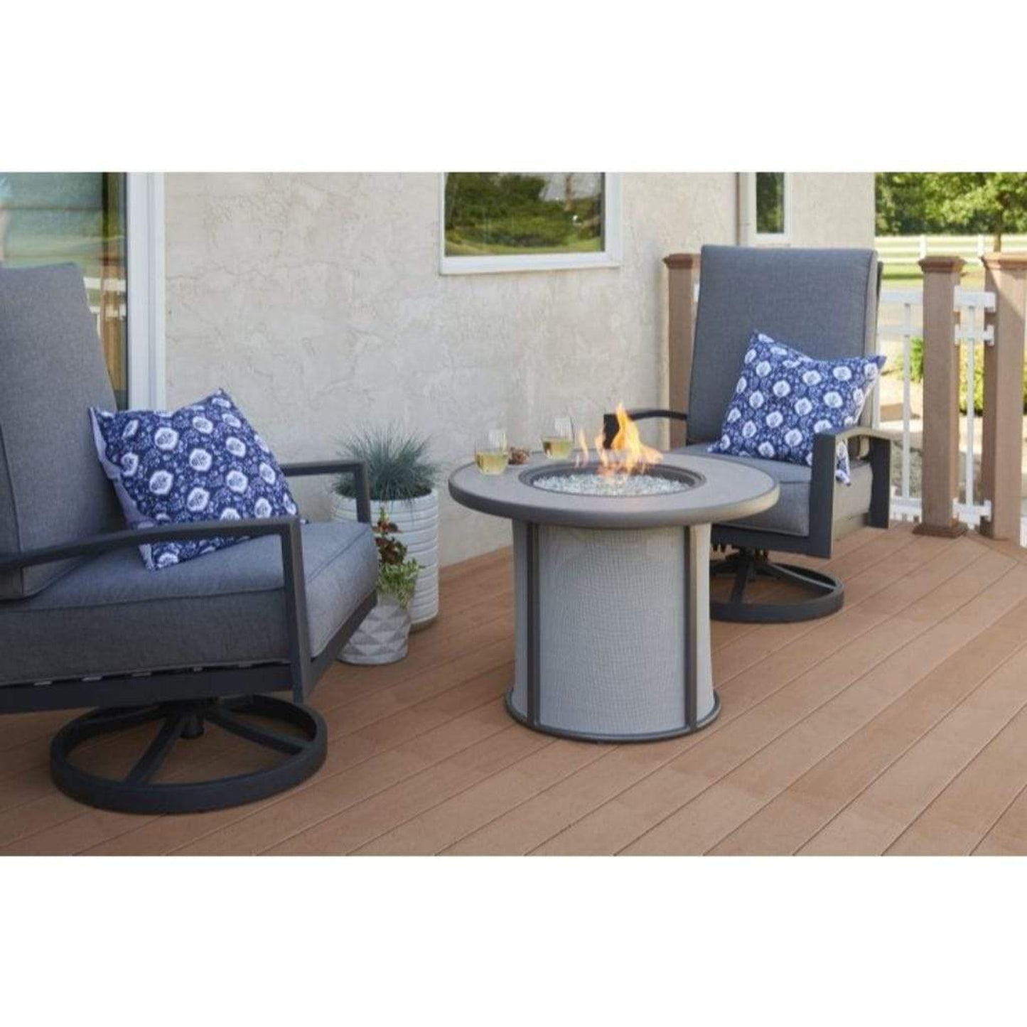The Outdoor GreatRoom Company Stonefire 31" Brown Round Gas Fire Pit Table