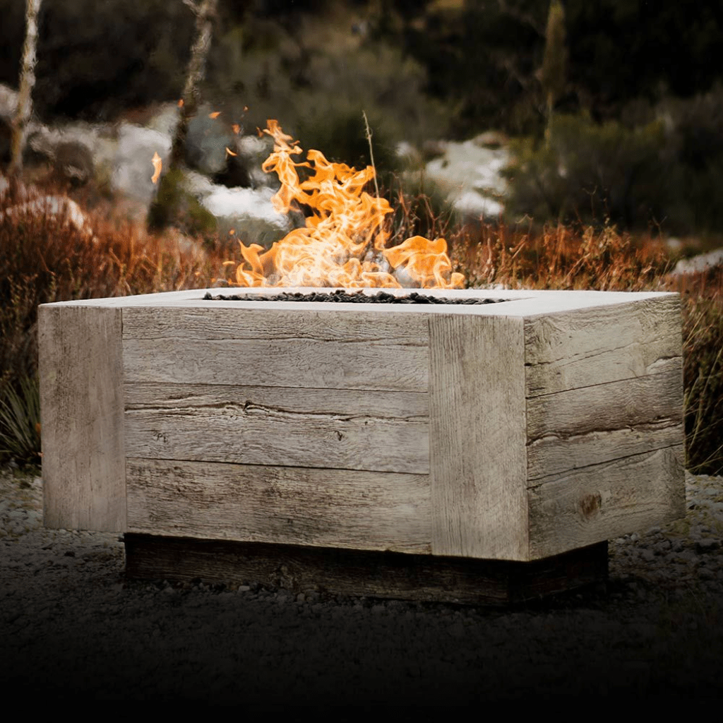 The Outdoor Plus 108" Catalina GFRC Wood Grain Concrete Rectangle Gas Fire Pit