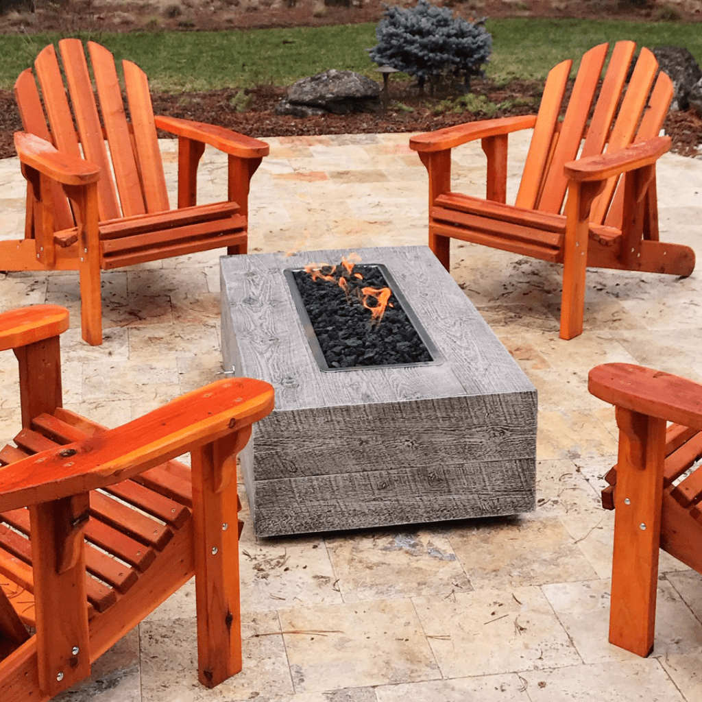 The Outdoor Plus 108" Coronado GFRC Wood Grain Concrete Rectangle Gas Fire Pit