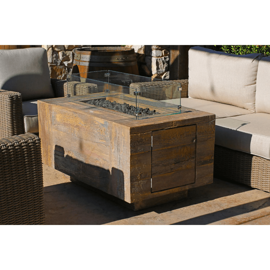 The Outdoor Plus 120" Catalina GFRC Wood Grain Concrete Rectangle Gas Fire Pit