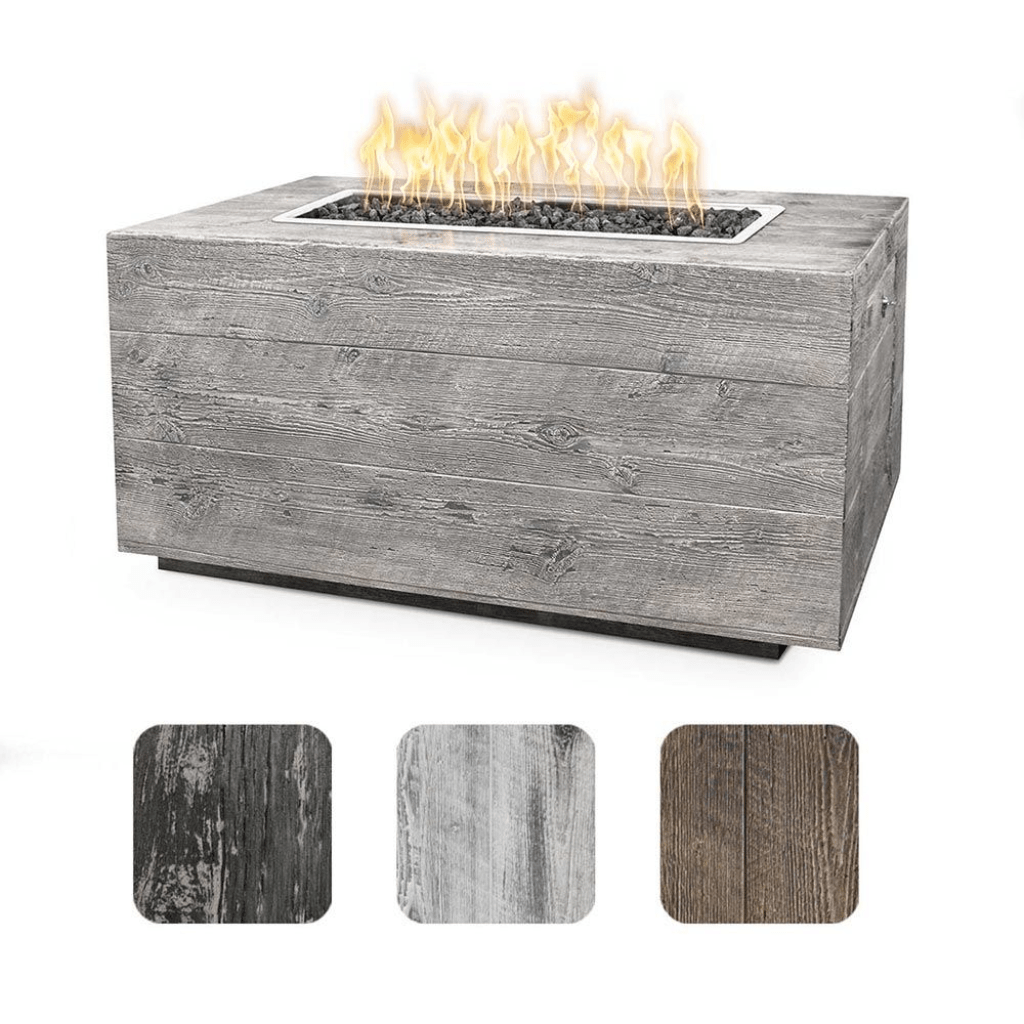 The Outdoor Plus 120" Catalina GFRC Wood Grain Concrete Rectangle Gas Fire Pit