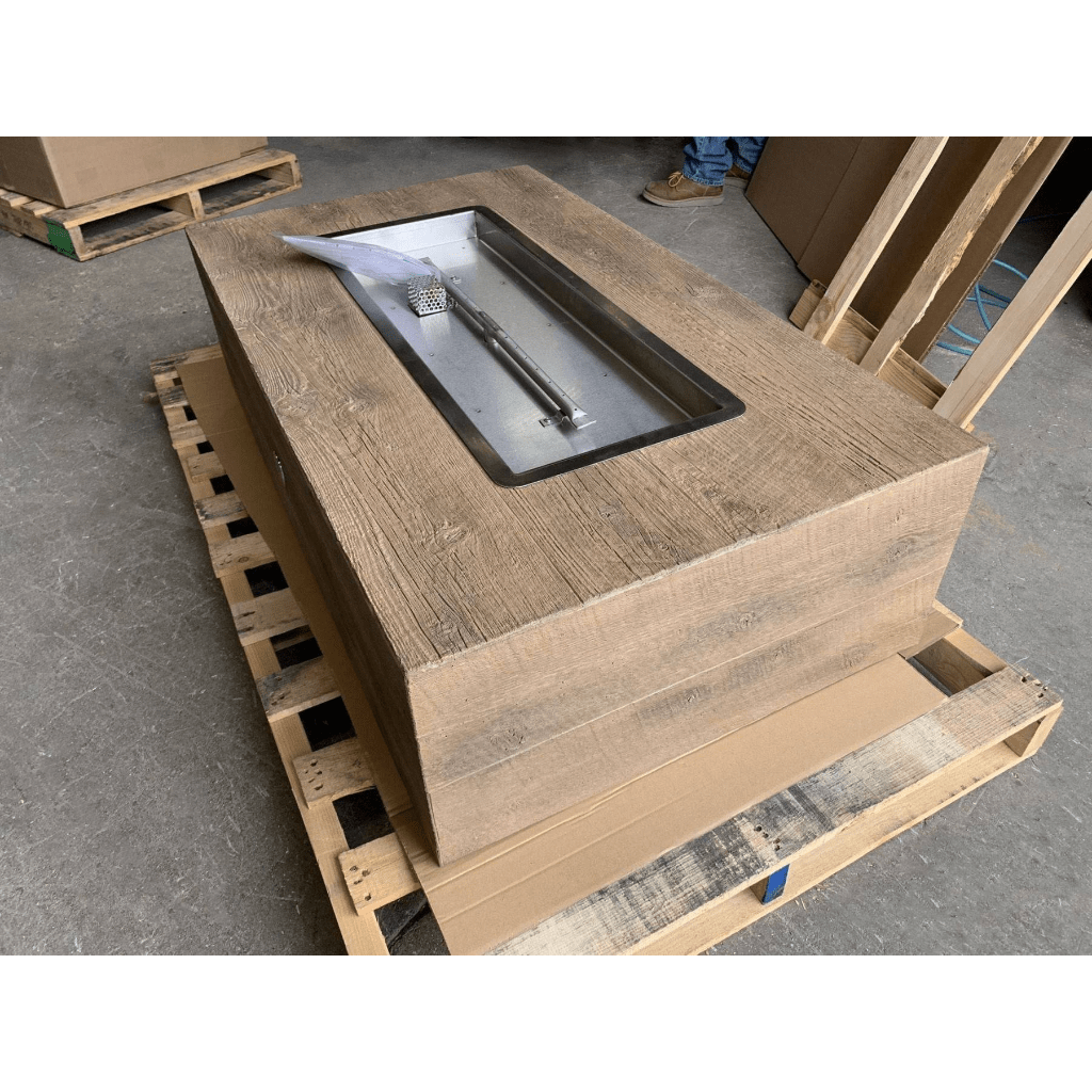 The Outdoor Plus 120" Coronado GFRC Wood Grain Concrete Rectangle Gas Fire Pit