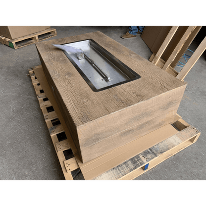 The Outdoor Plus 120" Coronado GFRC Wood Grain Concrete Rectangle Gas Fire Pit