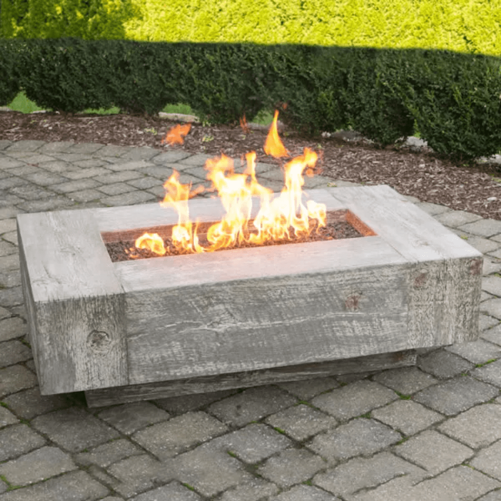 The Outdoor Plus 120" Coronado GFRC Wood Grain Concrete Rectangle Gas Fire Pit
