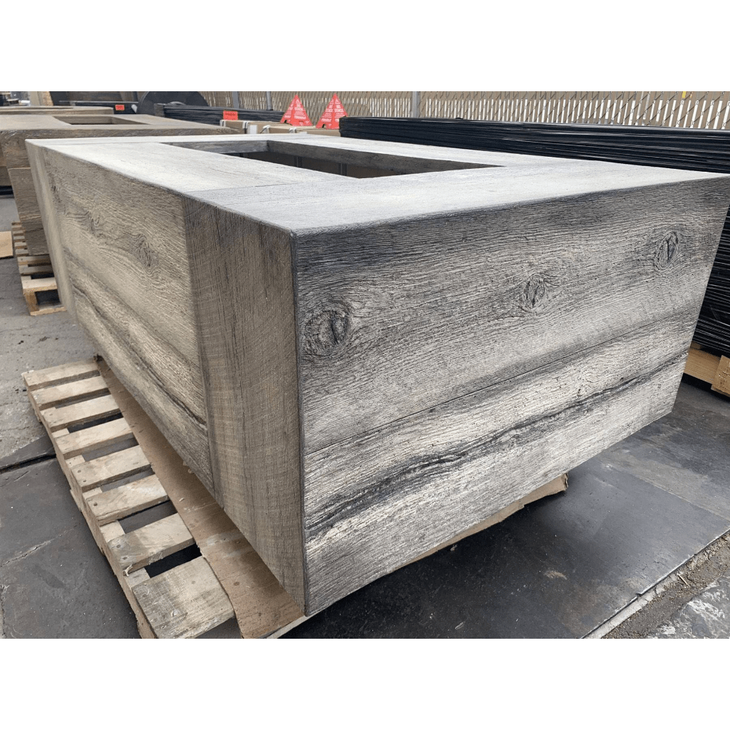 The Outdoor Plus 120" Coronado GFRC Wood Grain Concrete Rectangle Gas Fire Pit