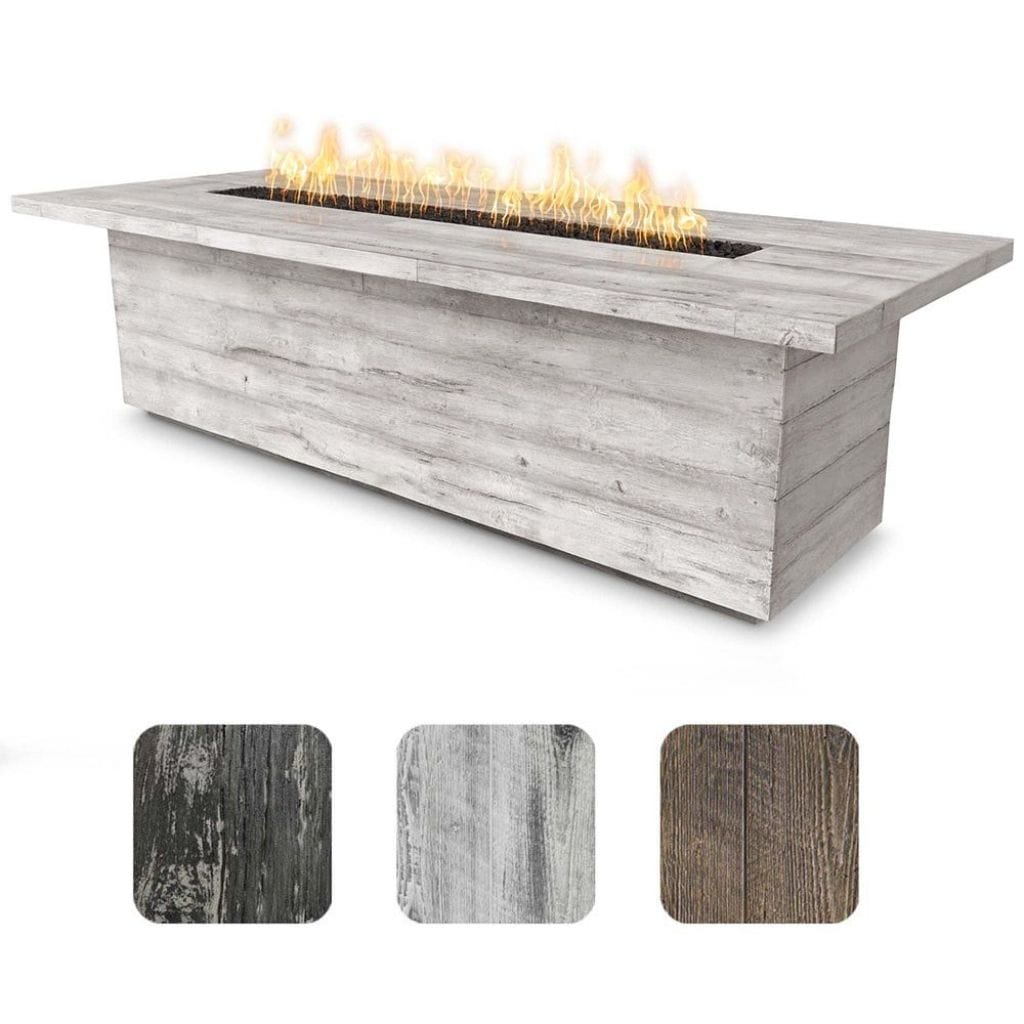 The Outdoor Plus 144" Laguna GFRC Wood Grain Concrete Rectangle Gas Fire Pit Table