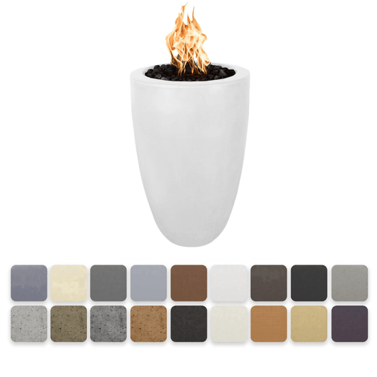 The Outdoor Plus 22" Castillo Pillar GFRC Concrete Round Natural Gas Fire Pit Without Access Door