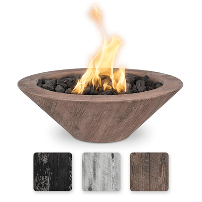 The Outdoor Plus 24" Cazo GFRC Wood Grain Concrete Round Fire Bowl