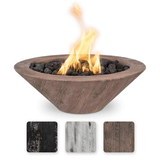 The Outdoor Plus 24" Cazo GFRC Wood Grain Concrete Round Fire Bowl