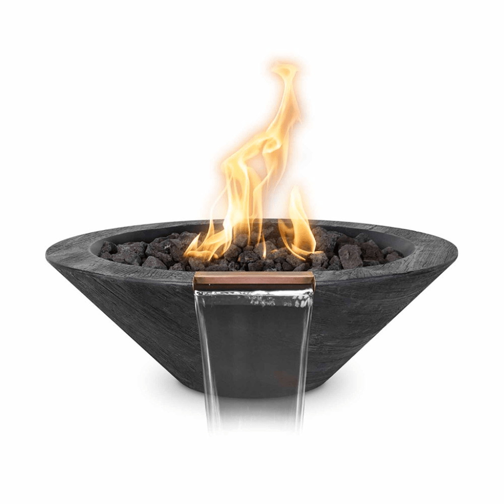 The Outdoor Plus 24" Cazo GFRC Wood Grain Concrete Round Fire & Water Bowl