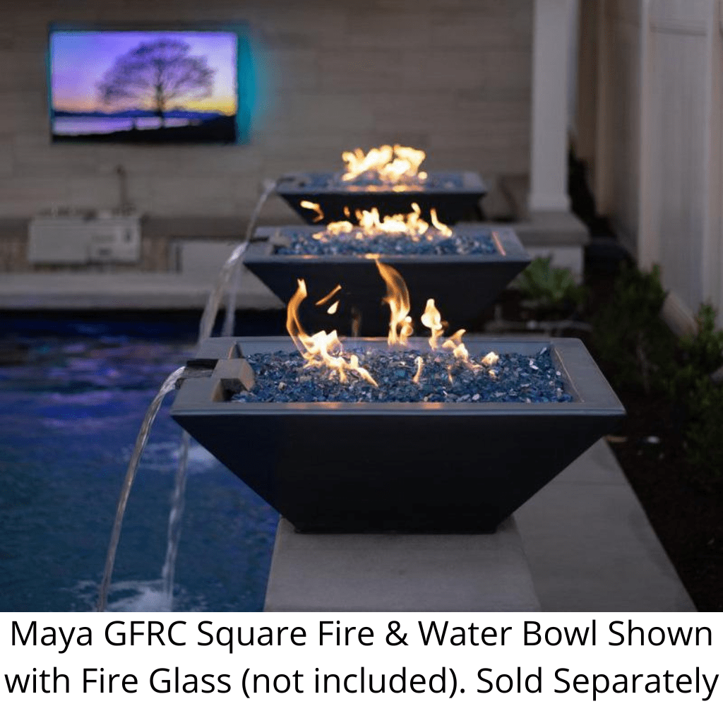 The Outdoor Plus 24" Maya GFRC Concrete Square Fire & Water Bowl
