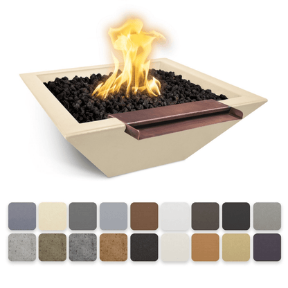 The Outdoor Plus 24" Maya GFRC Concrete Square Fire & Water Bowl with Wide Spill