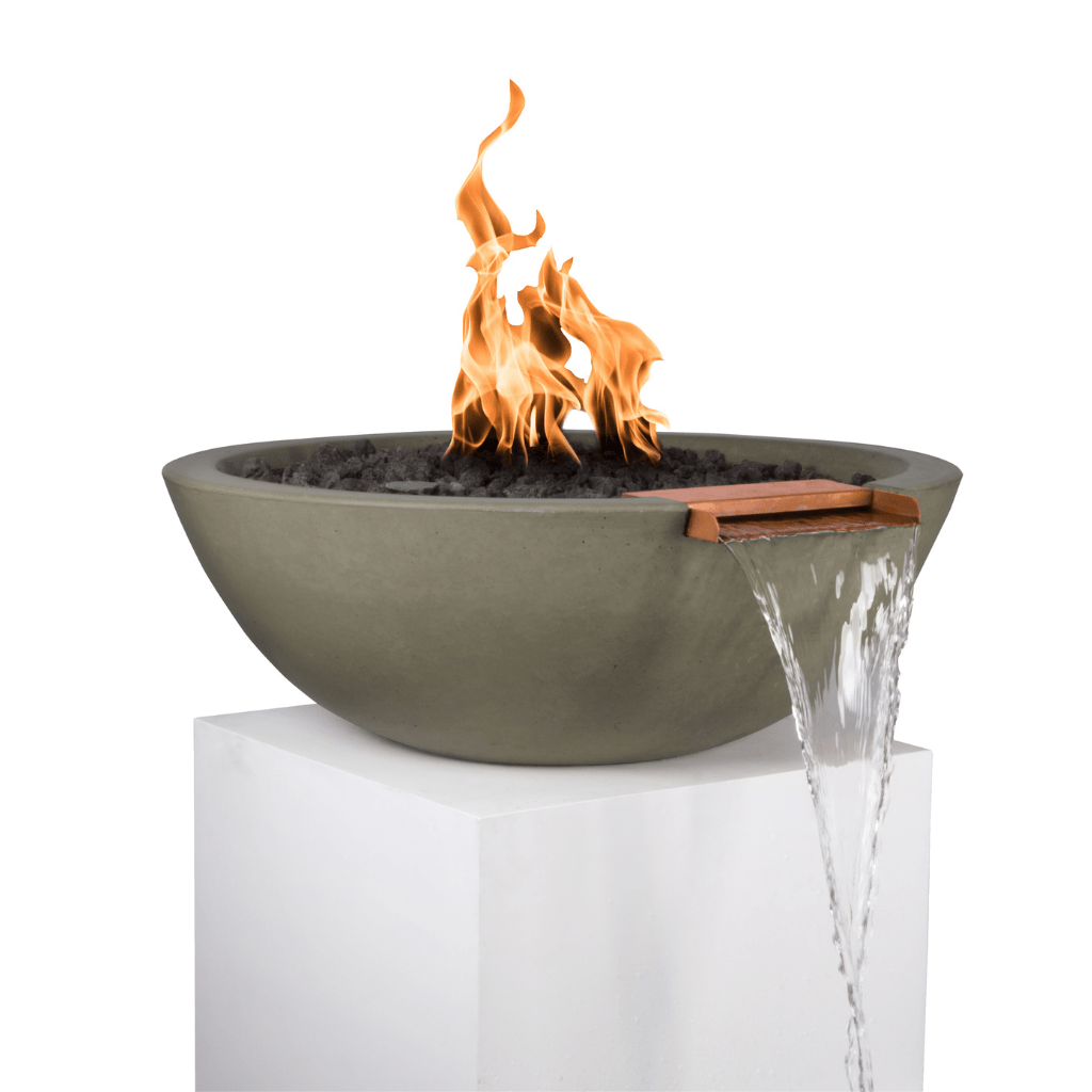 The Outdoor Plus 27" Sedona GFRC Concrete Round Fire and Water Bowl