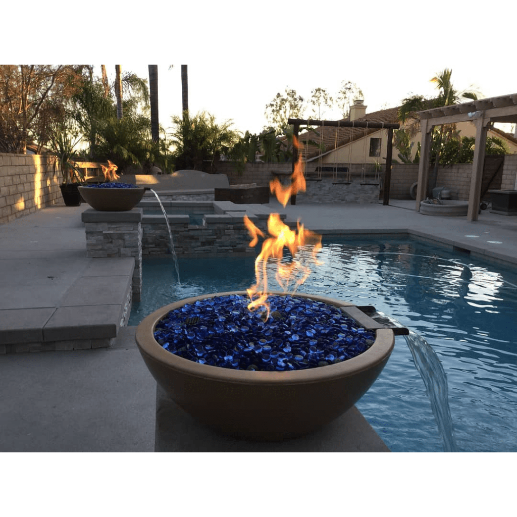 The Outdoor Plus 27" Sedona GFRC Concrete Round Fire and Water Bowl