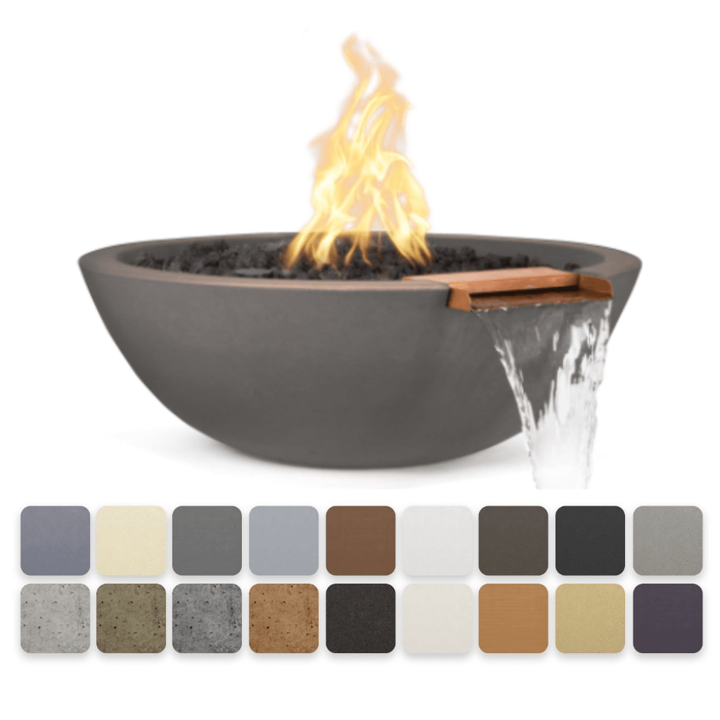 The Outdoor Plus 27" Sedona GFRC Concrete Round Fire and Water Bowl