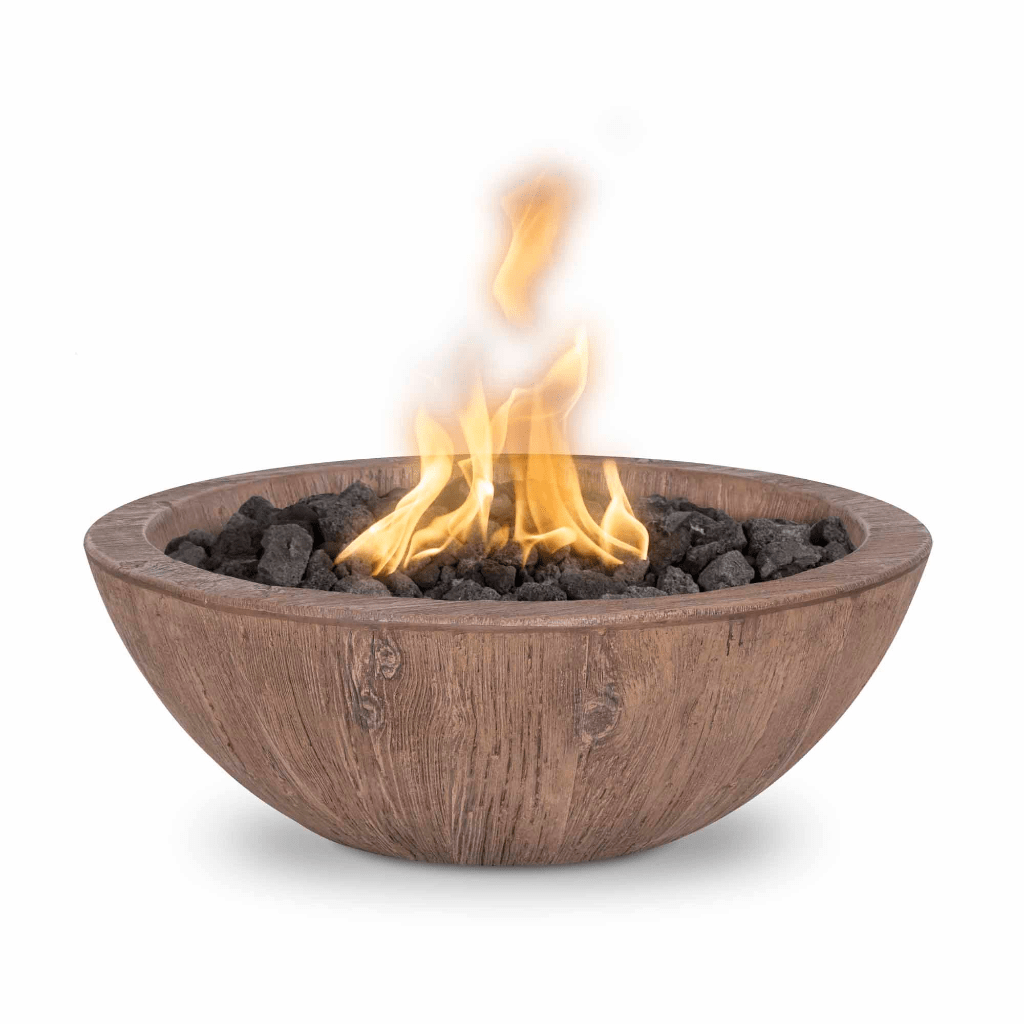 The Outdoor Plus 27" Sedona GFRC Wood Grain Concrete Round Fire Bowl