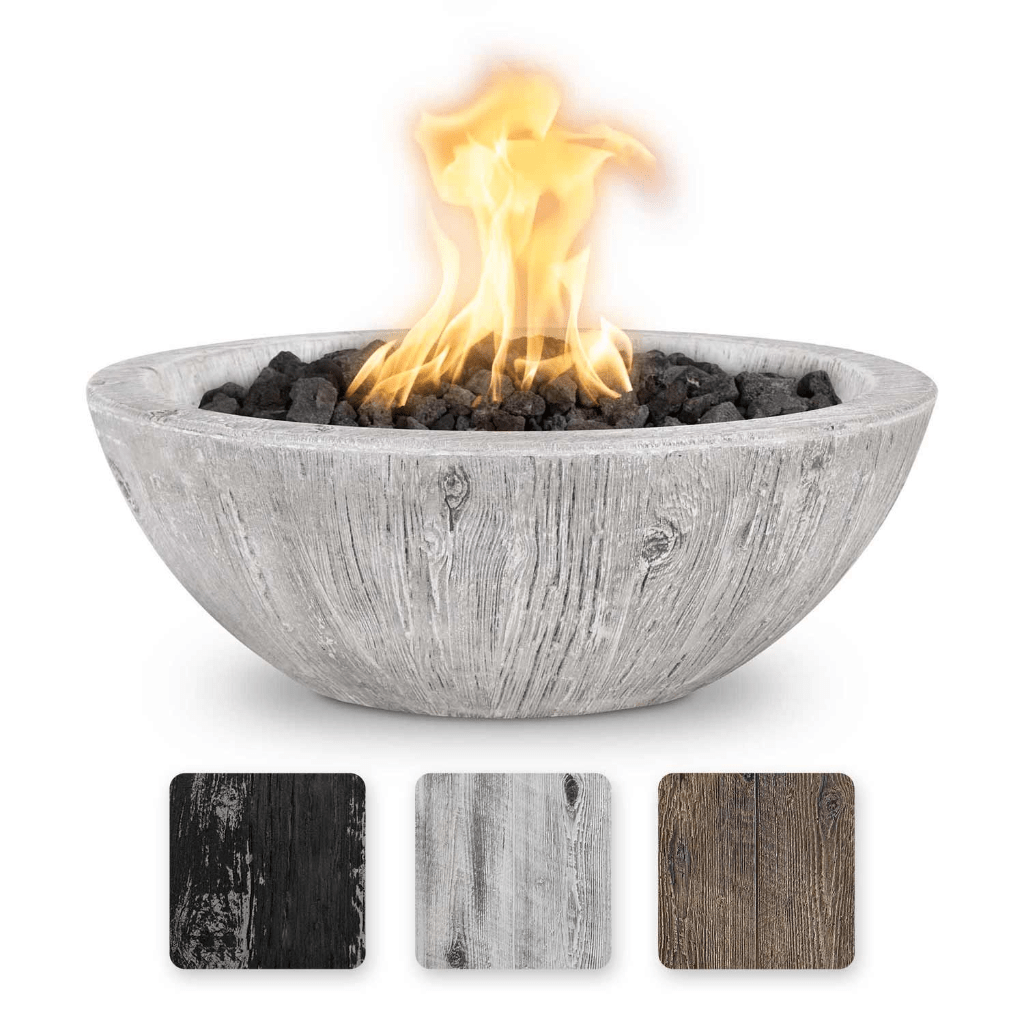 The Outdoor Plus 27" Sedona GFRC Wood Grain Concrete Round Fire Bowl
