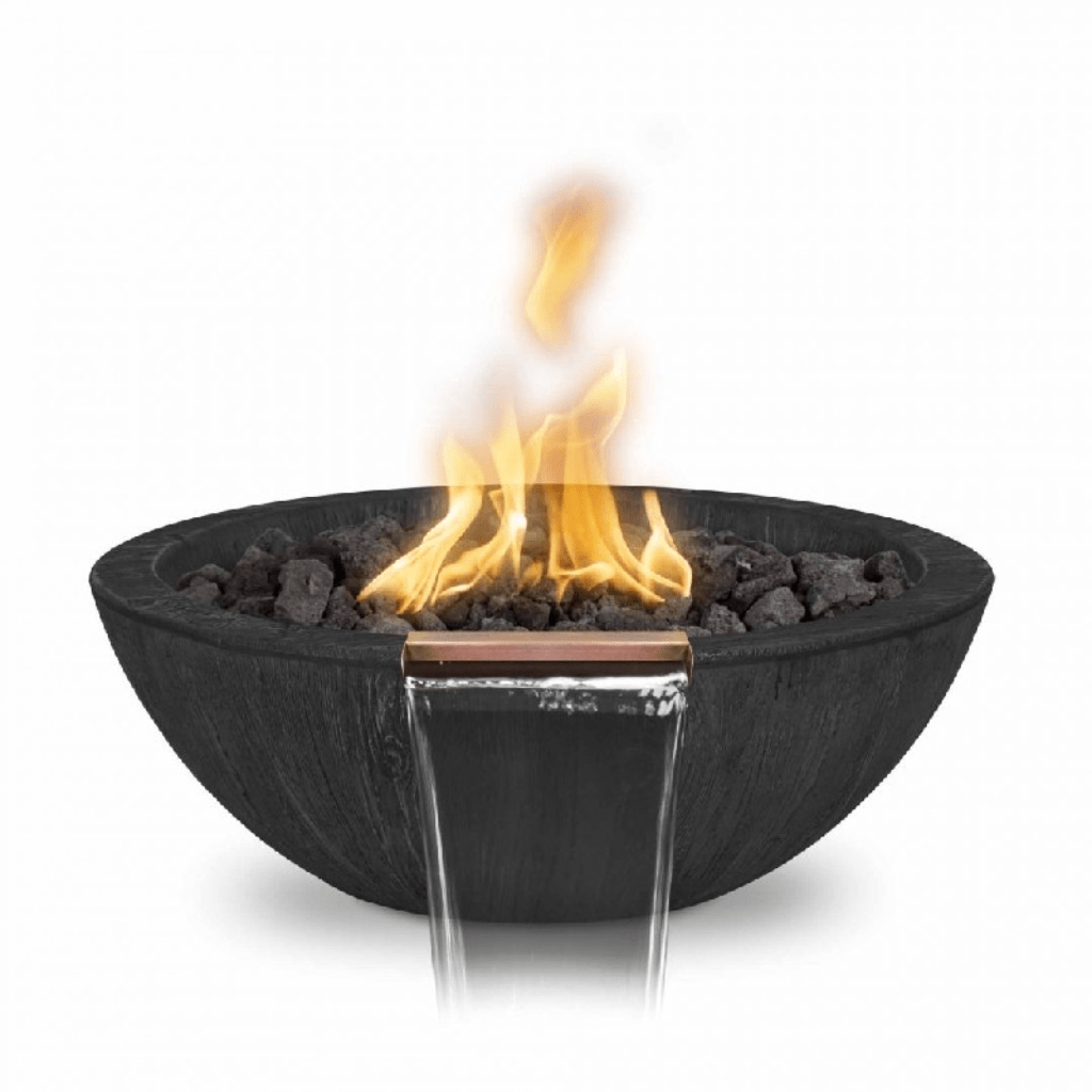 The Outdoor Plus 27" Sedona GFRC Wood Grain Concrete Round Fire and Water Bowl