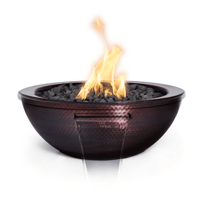 The Outdoor Plus 27" Sedona Hammered Copper Round Fire & Water Bowl