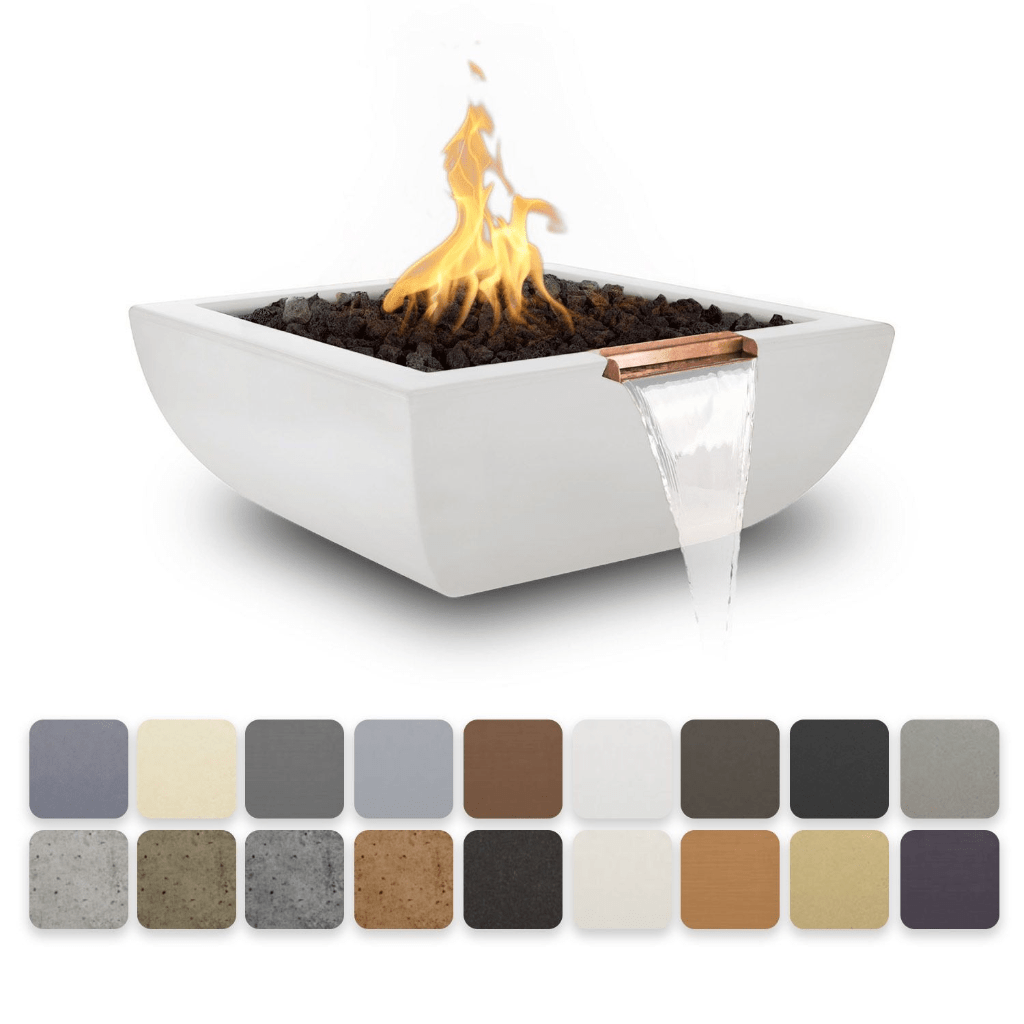 The Outdoor Plus 30" Avalon GFRC Concrete Square Fire & Water Bowl