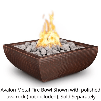 The Outdoor Plus 30" Avalon Hammered Copper & Stainless Steel Square Fire Bowl