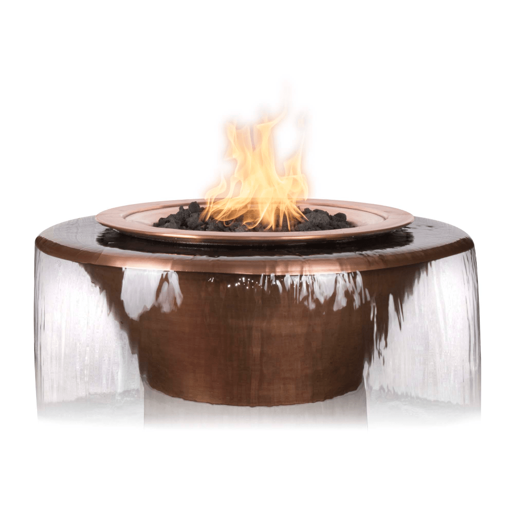 The Outdoor Plus 30" Cazo Hammered Copper 360° Spill Round Fire & Water Bowl