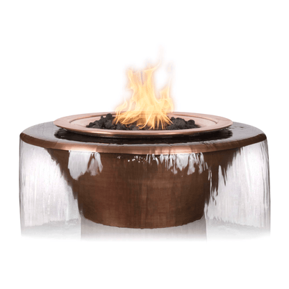 The Outdoor Plus 30" Cazo Hammered Copper 360° Spill Round Fire & Water Bowl