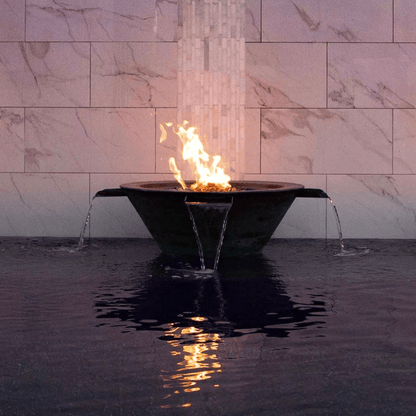 The Outdoor Plus 30" Cazo Hammered Copper 4 Way Spill Round Fire & Water Bowl