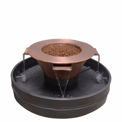The Outdoor Plus 30" Cazo Hammered Copper 4 Way Spill Round Fire & Water Bowl