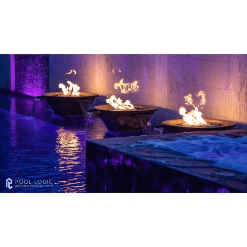 The Outdoor Plus 30" Cazo Hammered Copper 4 Way Spill Round Fire & Water Bowl